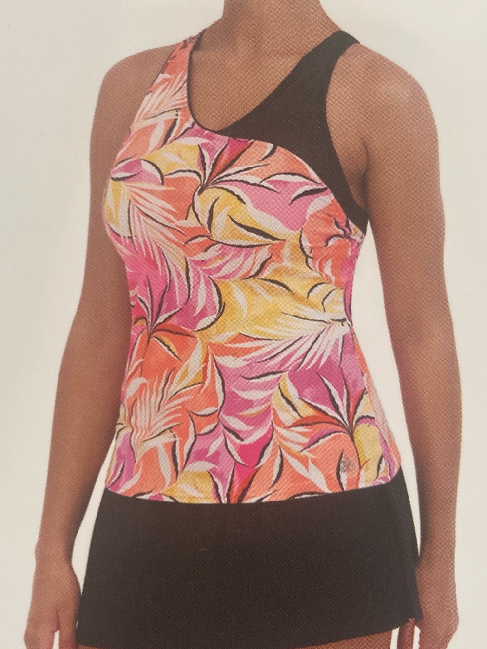ZeroXposur Woman’s XXL Tropical Print Tankini Pink/Orange/Yellow NWT